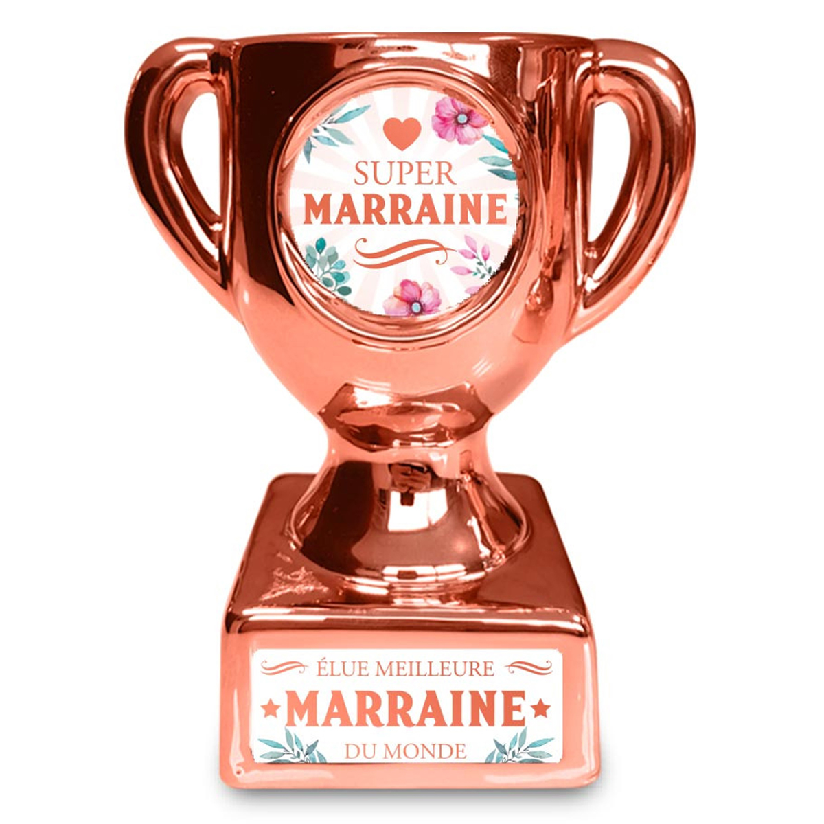 Trophée de star céramique \'Super Marraine\' rosé - 160x135x85 mm - [A3268]
