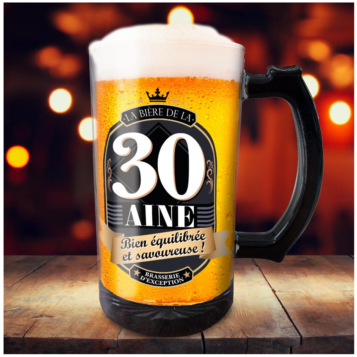 Chope à bière humoristique \'30 aine\' (verre) - 15 cm (50 cl) - [A3359]