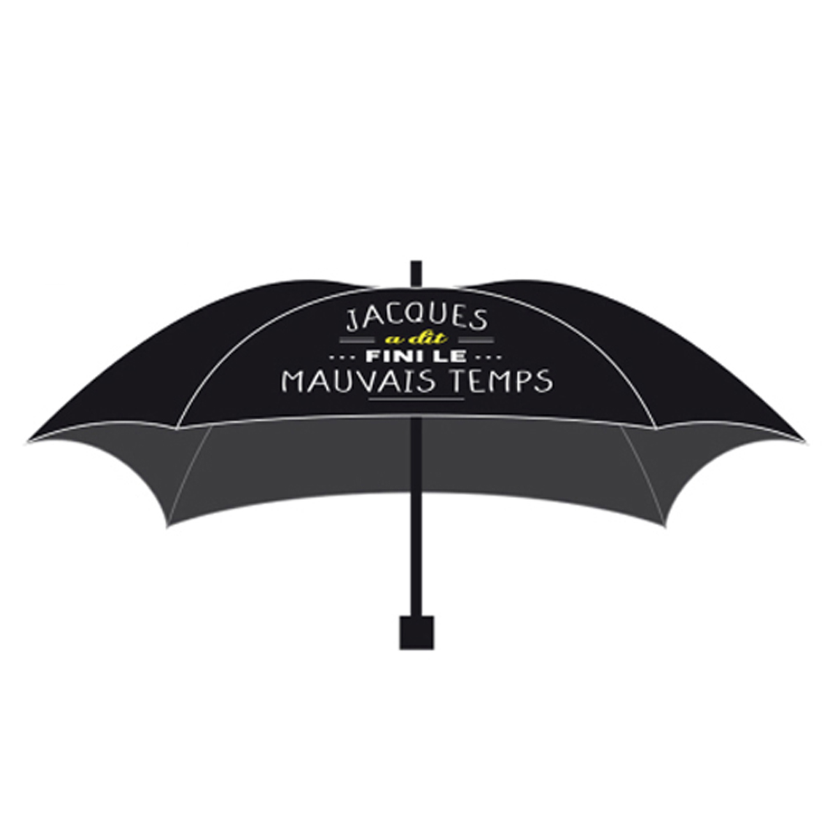 Parapluie automatique \'Jacques a dit\' noir jaune (fini le mauvais temps) - 33 cm, ouvert 1 m - [A3542]