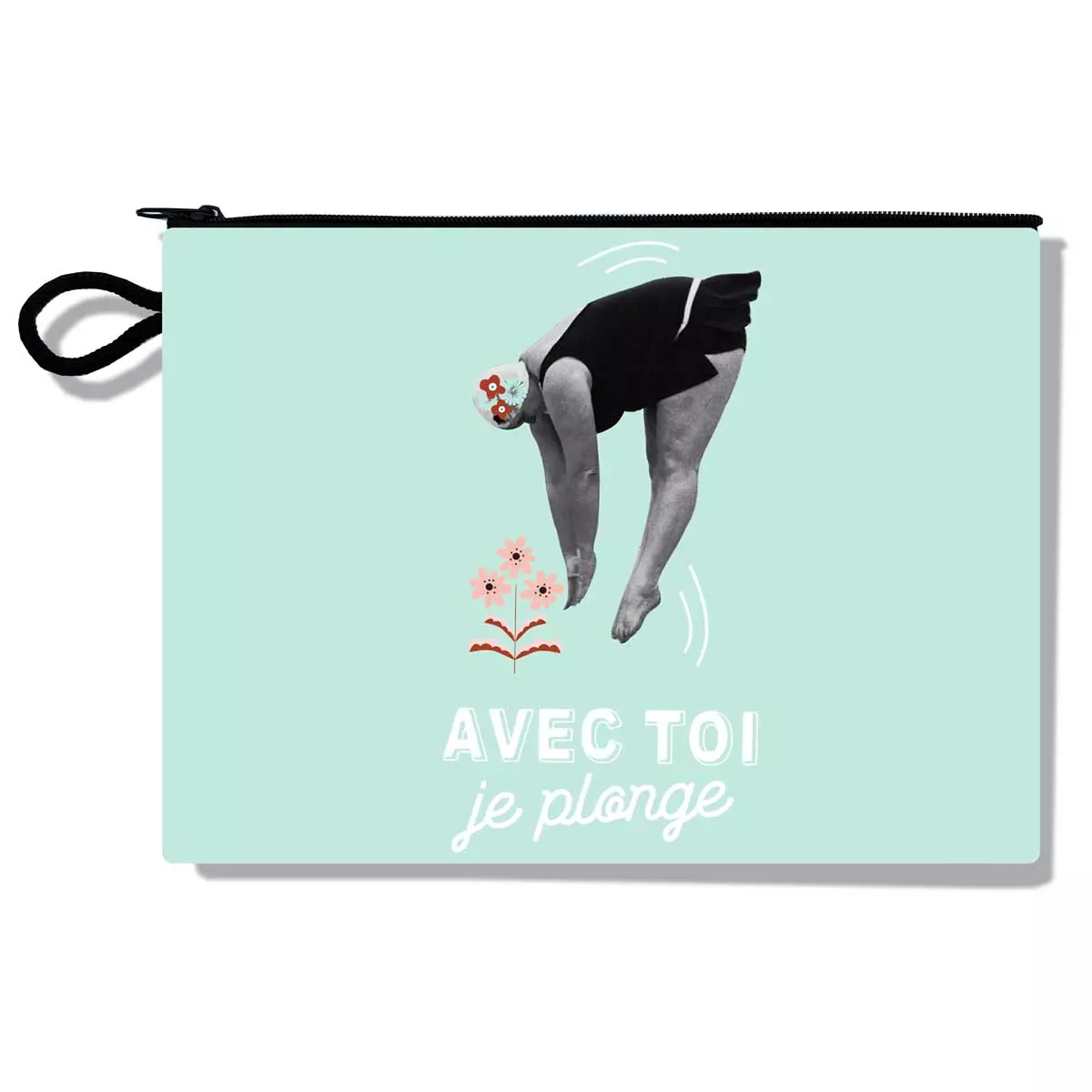 les trésors de lily Pochette Trousse à maquillage 'French Vintage' vert (avec toi je plonge) 22x16 cm [A3594]