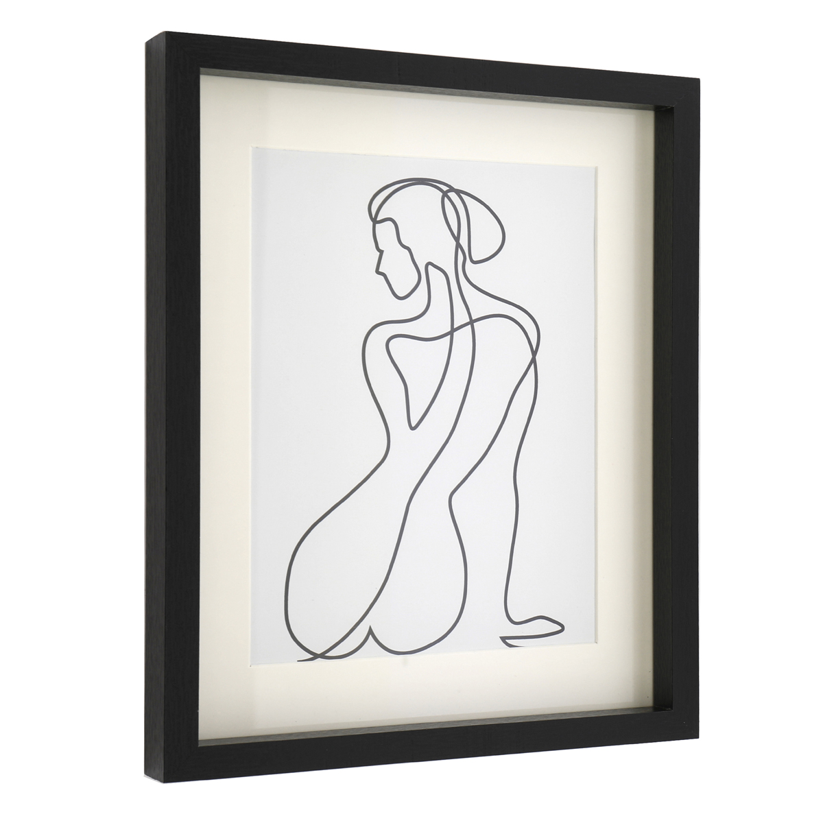 Cadre déco bois \'Arty\' noir blanc - 25x20 cm (silhouette femme) - [A3702]