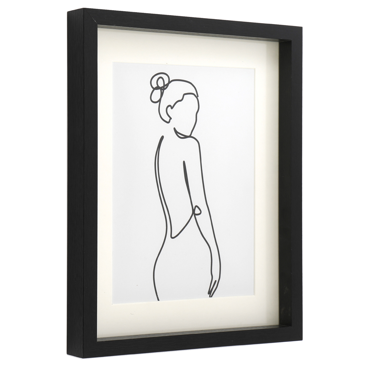 Cadre déco bois \'Arty\' noir blanc - 25x20 cm (silhouette femme) - [A3703]