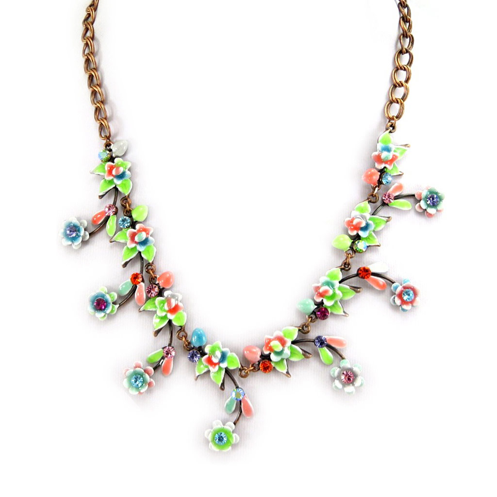 Collier Créateur \'Parade de Fleurs\' Vert - [A5284]