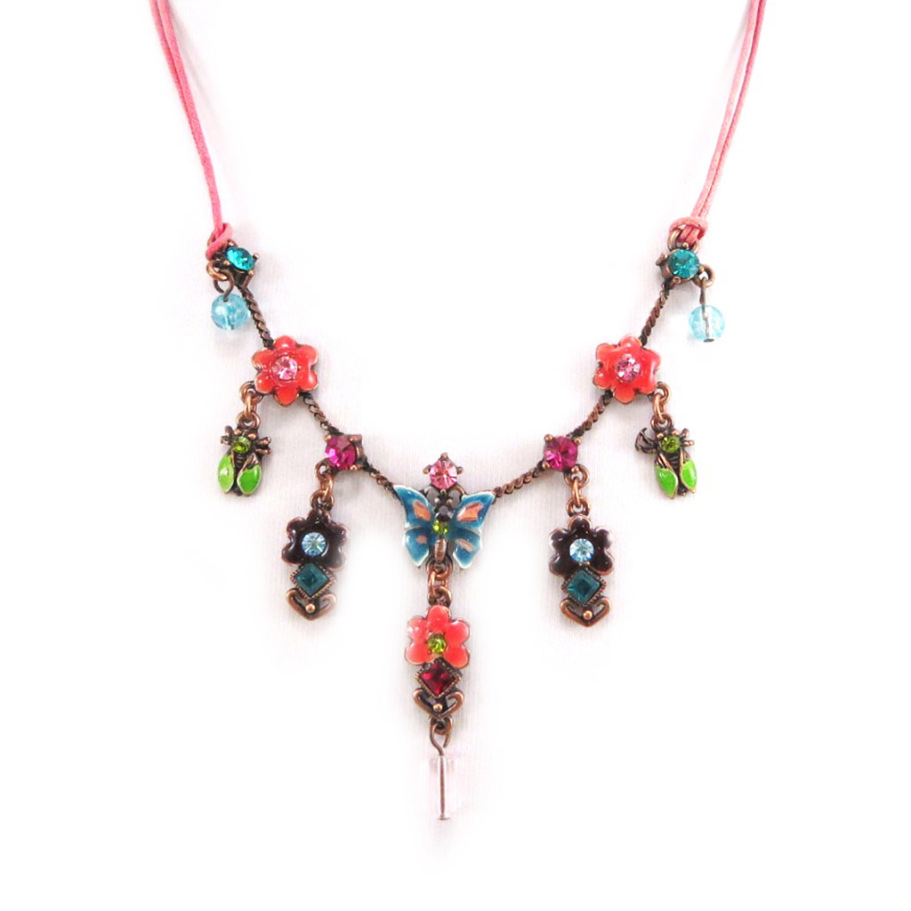 Collier Créateur \'Kitch Plaisir\' Rose / Bleu  - [A7412]