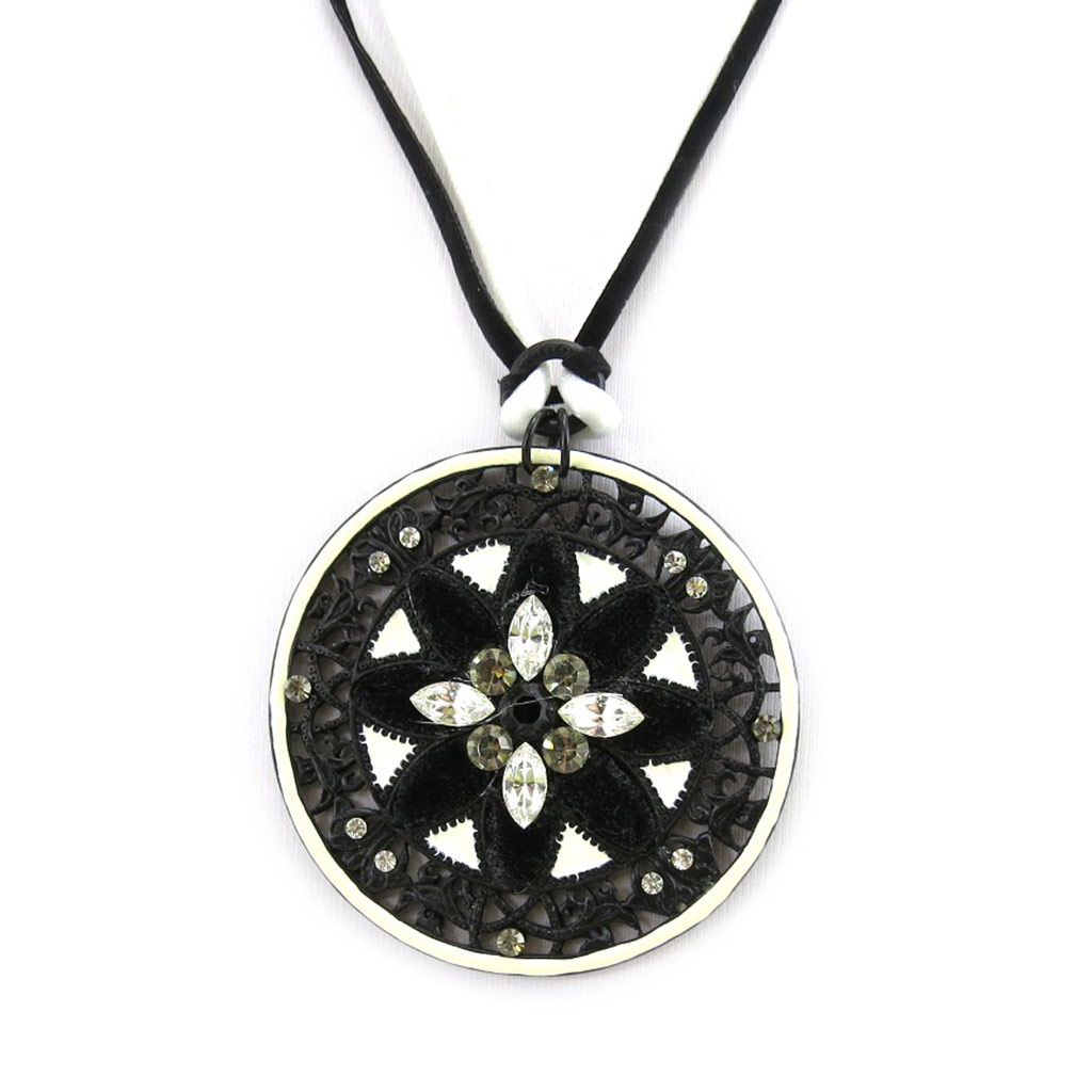 Collier Créateur \'Cadran Magique\' Noir / Blanc  - [A7966]