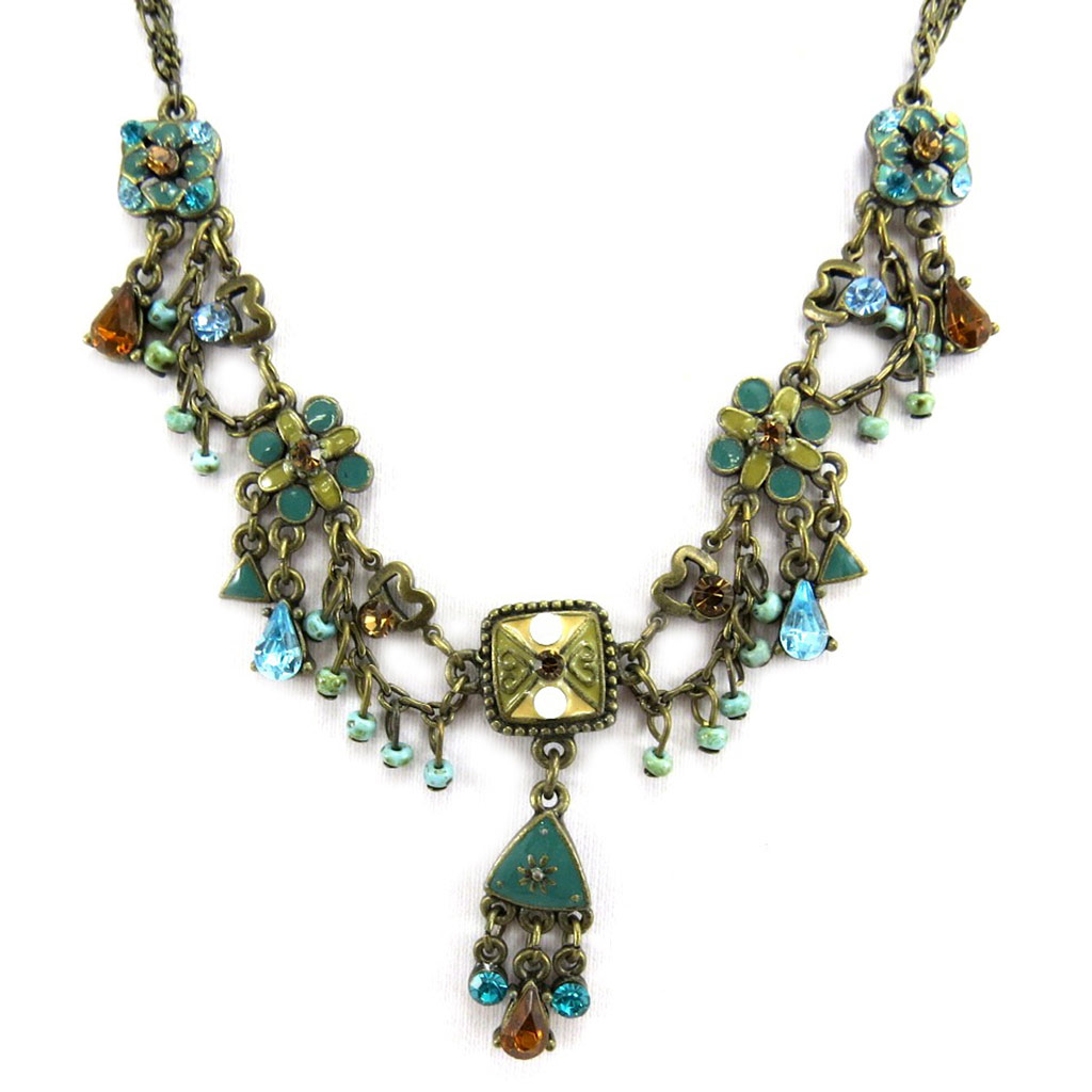 Collier Créateur \'Symphonie Phèdre\' Vert / Beige  - [B1035]
