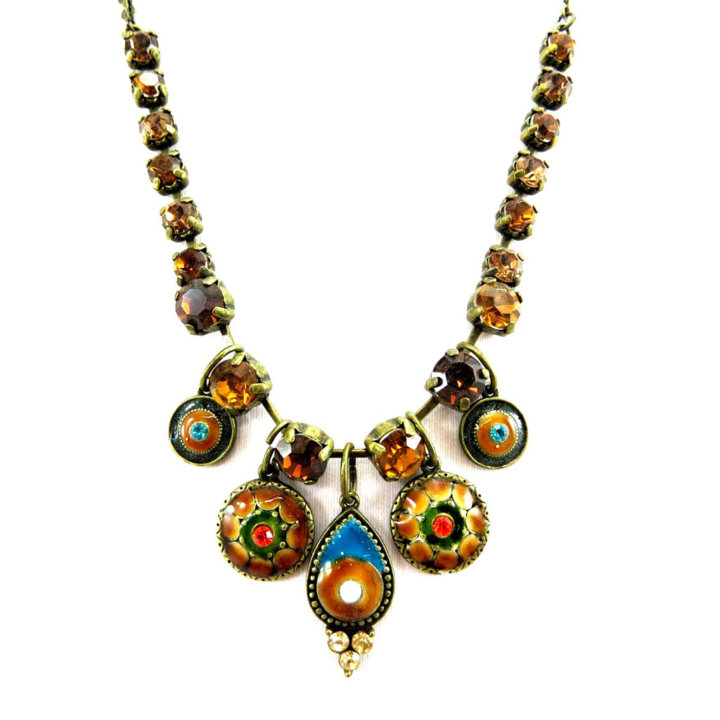 Collier Créateur \'Clèves\' Marron / Turquoise  - [B1405]