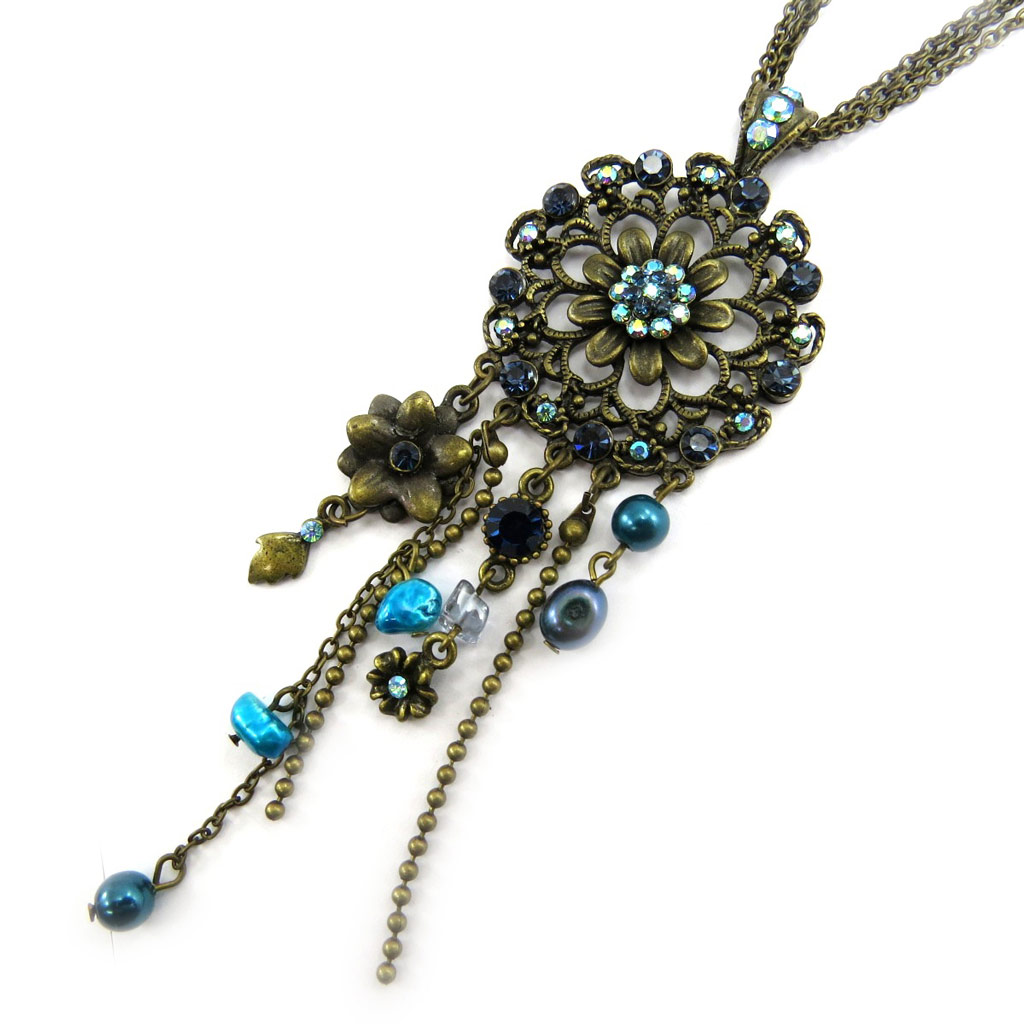 Collier Créateur \'Esmeralda\' Bleu  - [B2065]