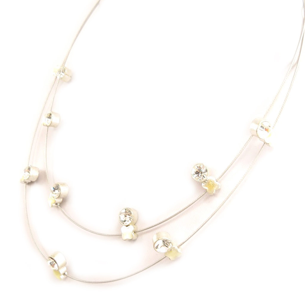 Collier Créateur \'Perles de Tokyo\' blanc beige - [B3814]