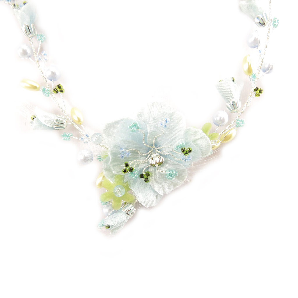 Collier Créateur \'Fraicheur Champêtre\' Bleu  - [B3821]
