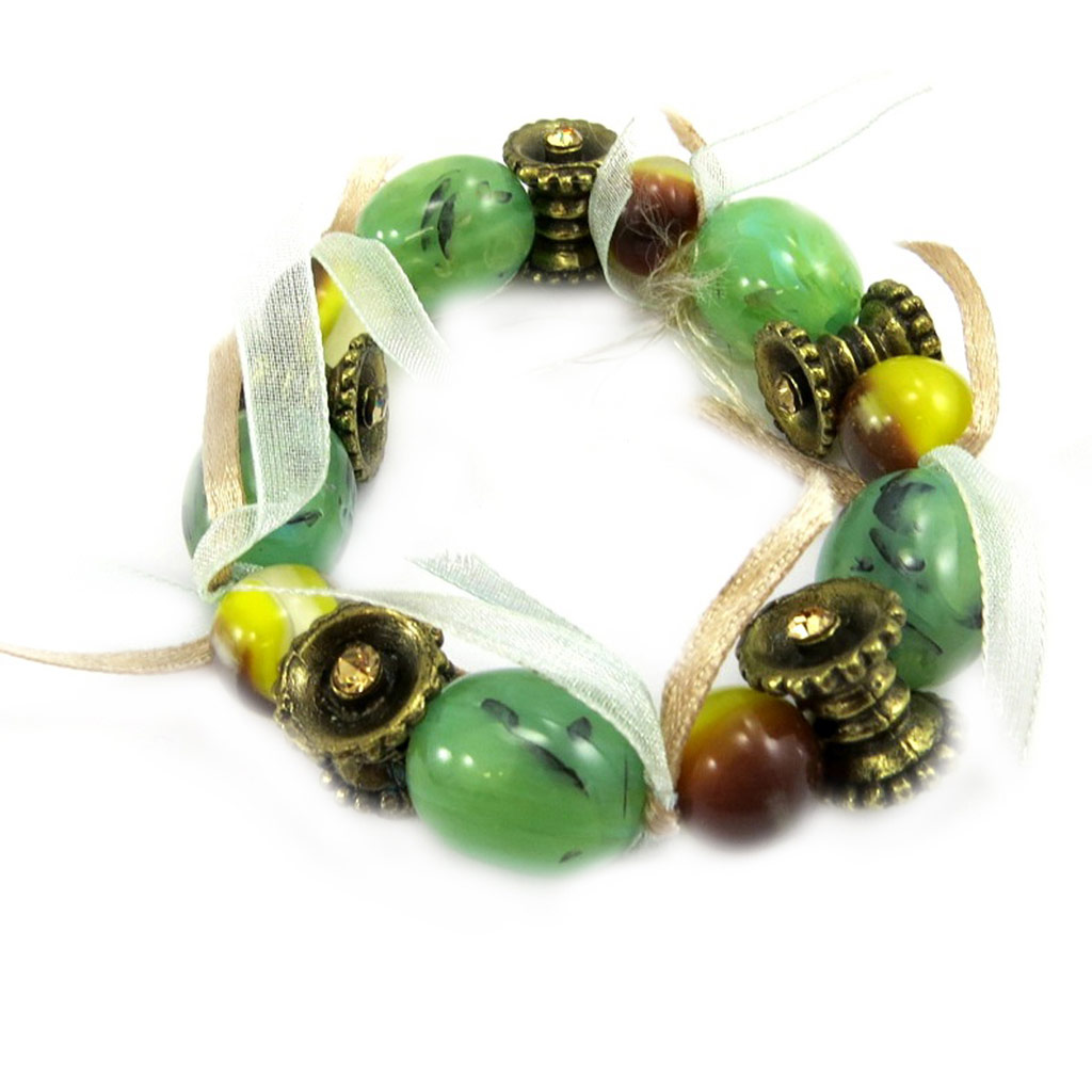 Bracelet Créateur \'Boreal\' vert / Marron  - [B6144]
