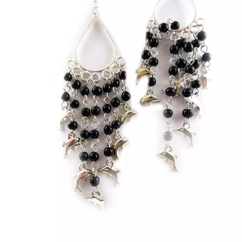 les trésors de lily Boucles 'Danse Indienne' Noir [B8326]
