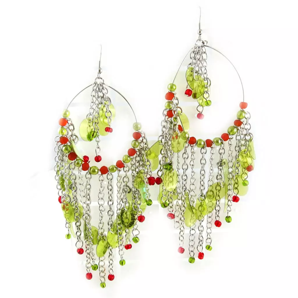 les trésors de lily Boucles 'Danse Indienne' Vert Orange [B8357]