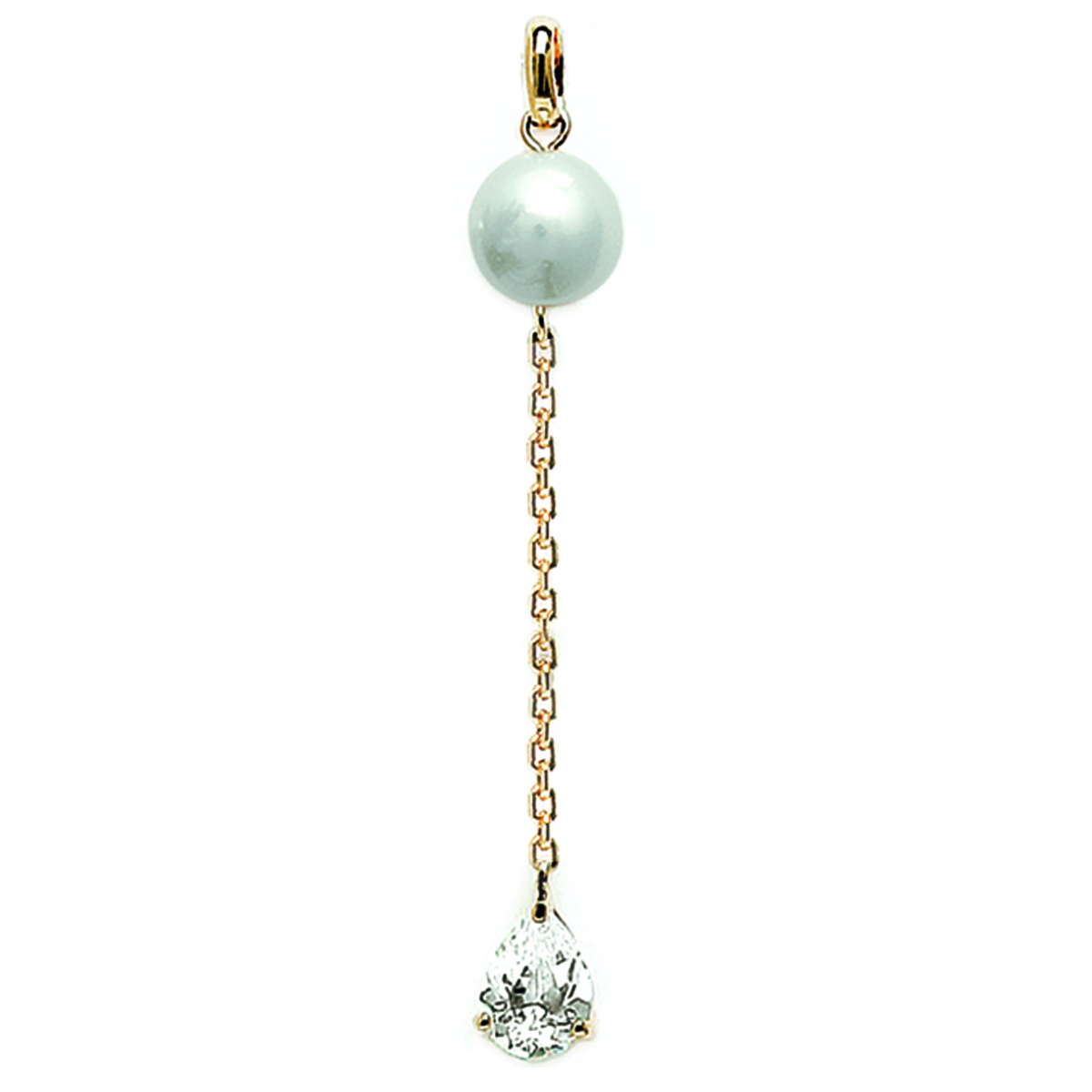 Pendentif Plaqué Or \'Catherine\' Blanc Doré - 50x8 mm - [B8513]