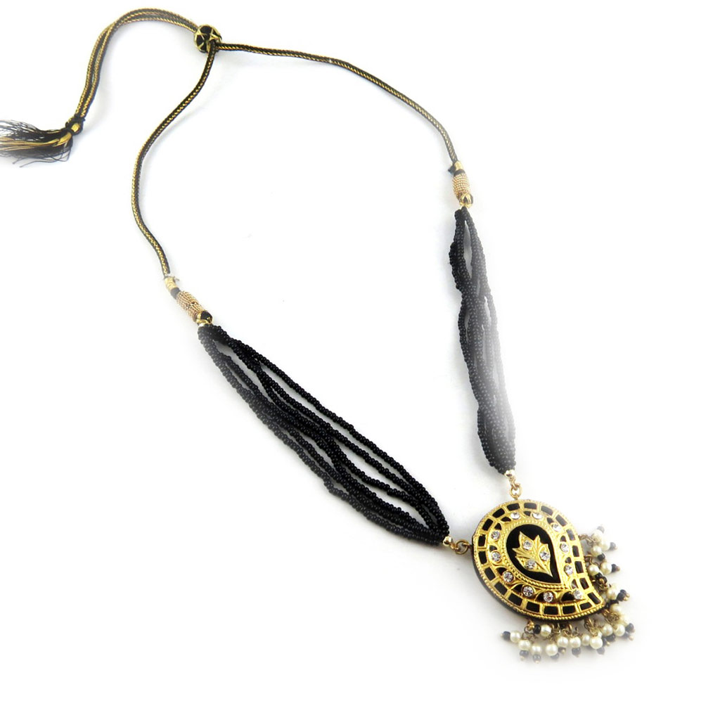 Collier \'Palanquin\' Noir Doré  - [B8567]