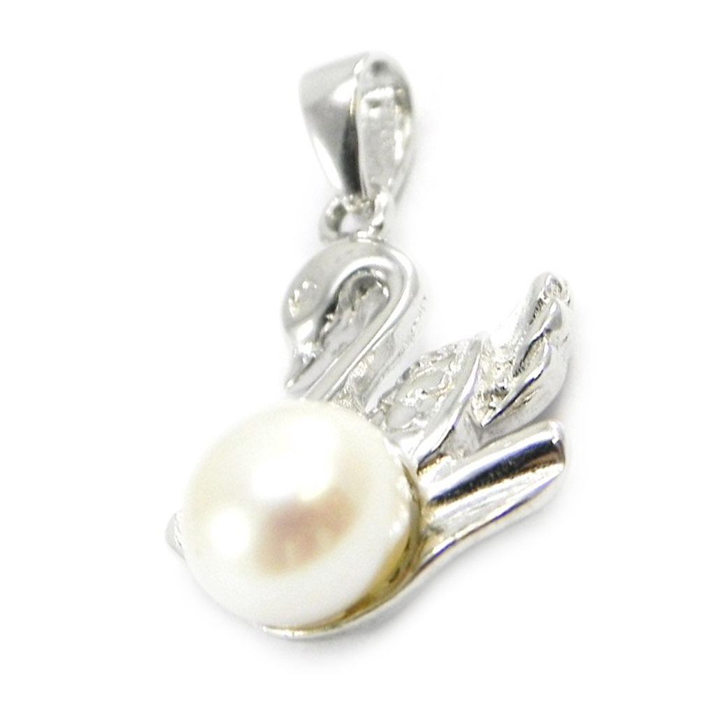 Pendentif Argent \'Perle Câline\' Blanc - [C4695]