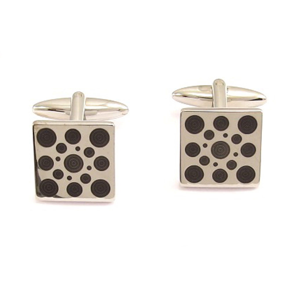 Boutons de Manchettes \'Bubbles\' Noir - [C5088]