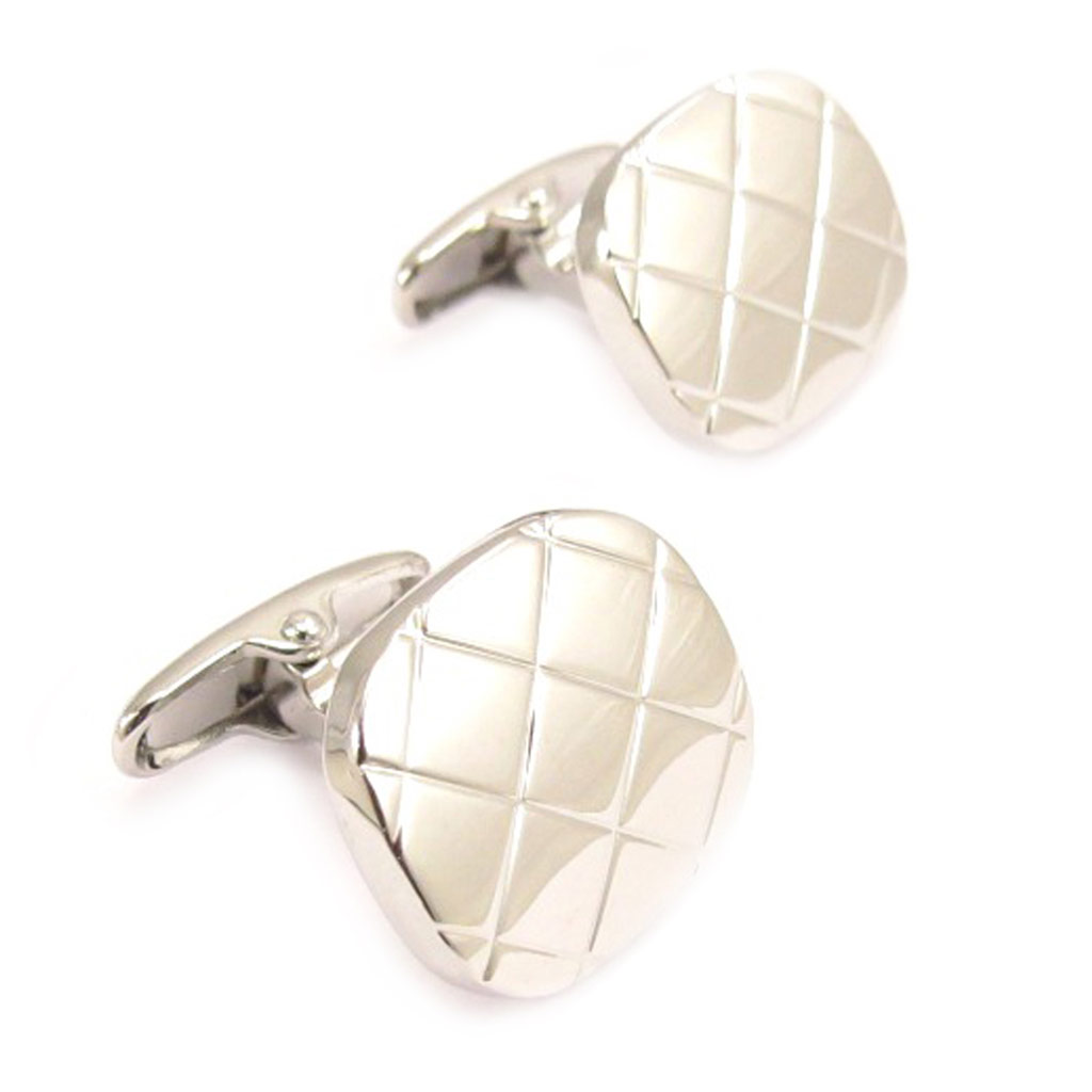 Boutons de Manchettes \'Jacquard\' Argenté - [C5217]
