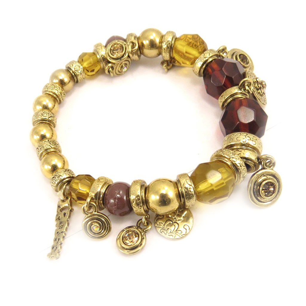 Bracelet Créateur \'Belle des Champs\' Marron Doré - [C5298]
