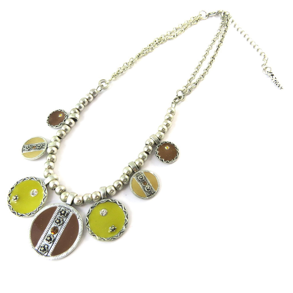 Collier Créateur \'Esmeralda\' Marron Jaune - [C5342]