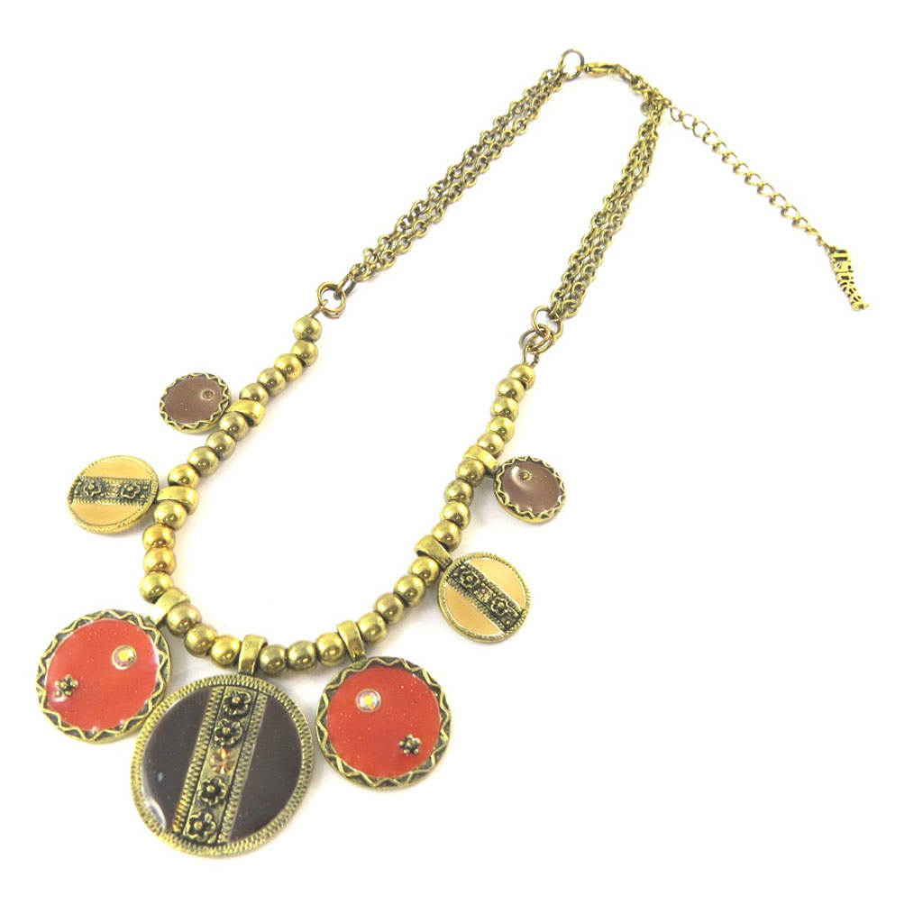 Collier Créateur \'Esmeralda\' Marron Orange - [C5343]