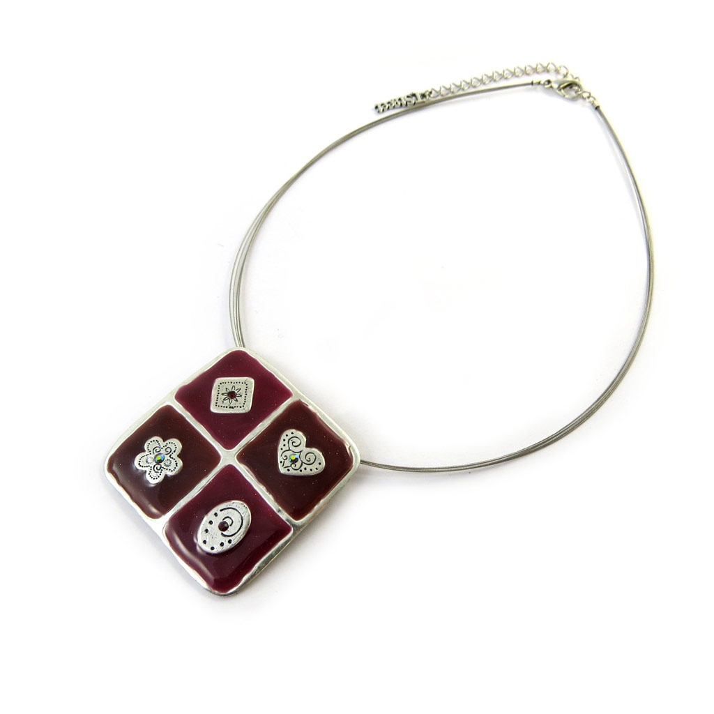 Collier Créateur \'Salomé\' Rouge Cerise - [C5471]