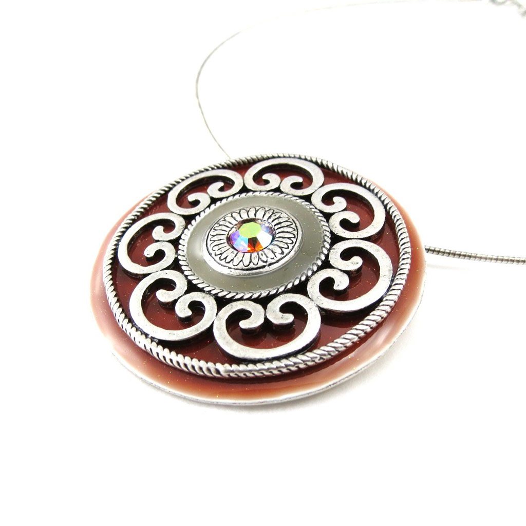 Collier Créateur \'Babouchka\' Orange Acajou - [C5474]