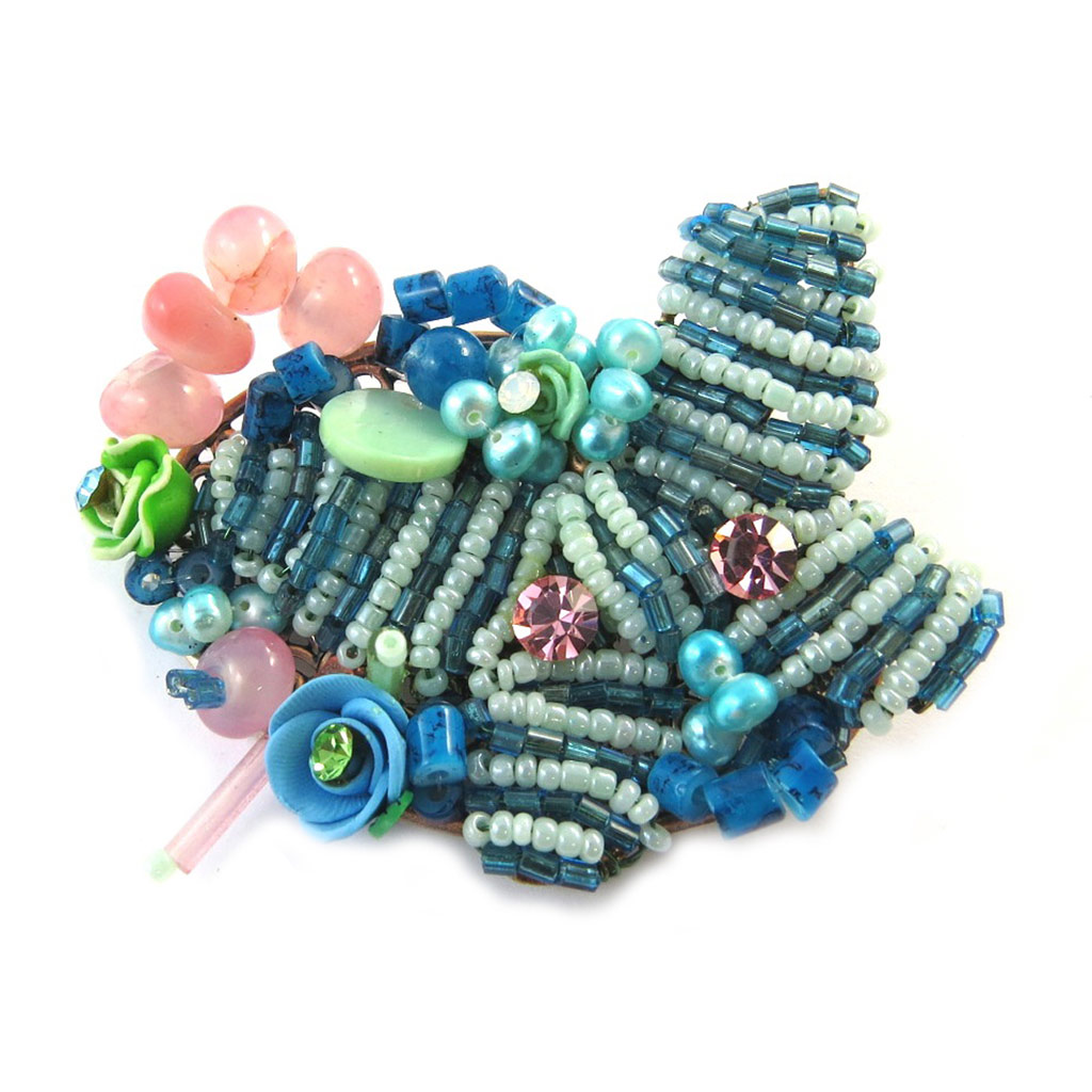 Broche Créateur \'Les Romantiques\' Turquoise - [C8090]