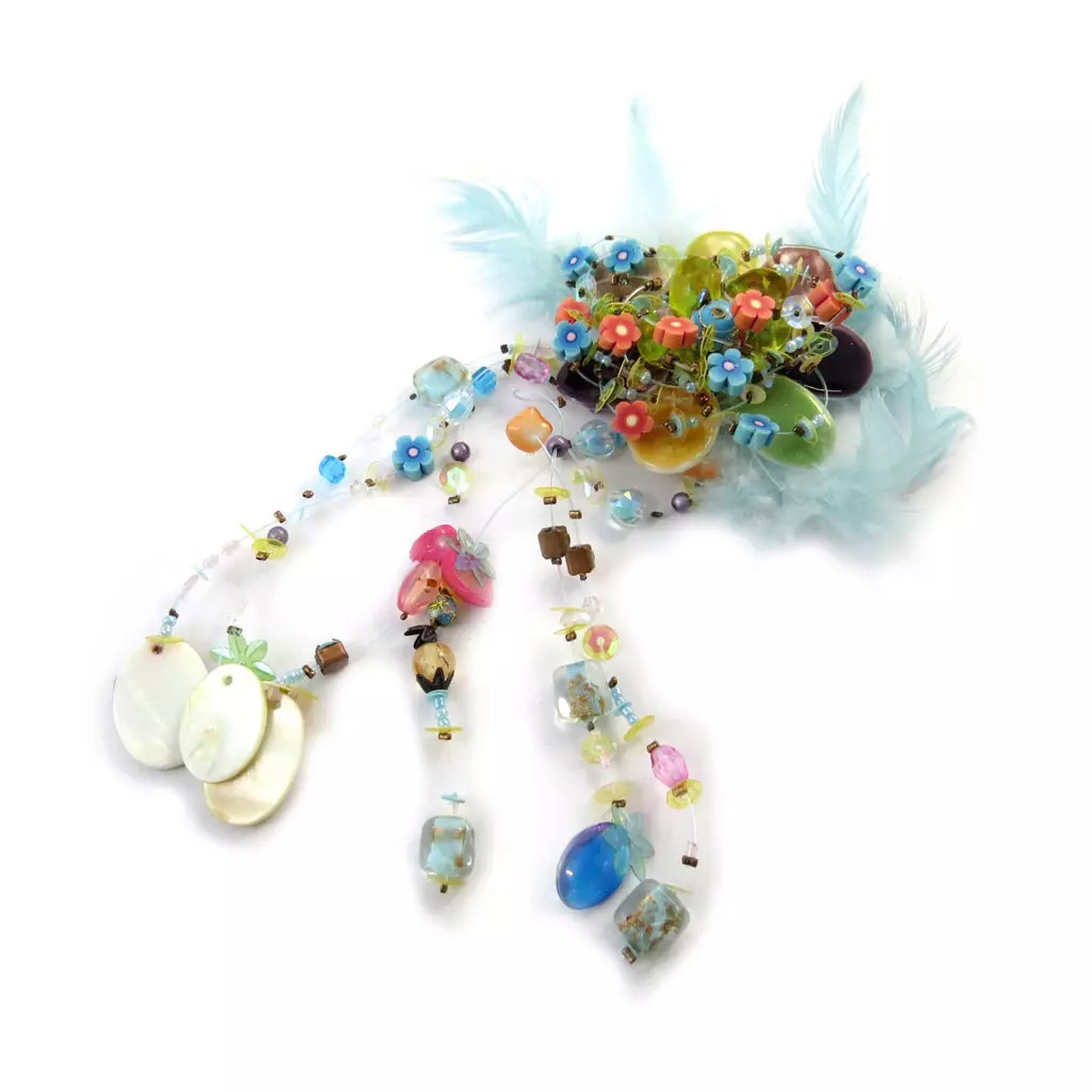 les trésors de lily Broche Créateur 'Les Romantiques' Bleu Turquoise [C8155]