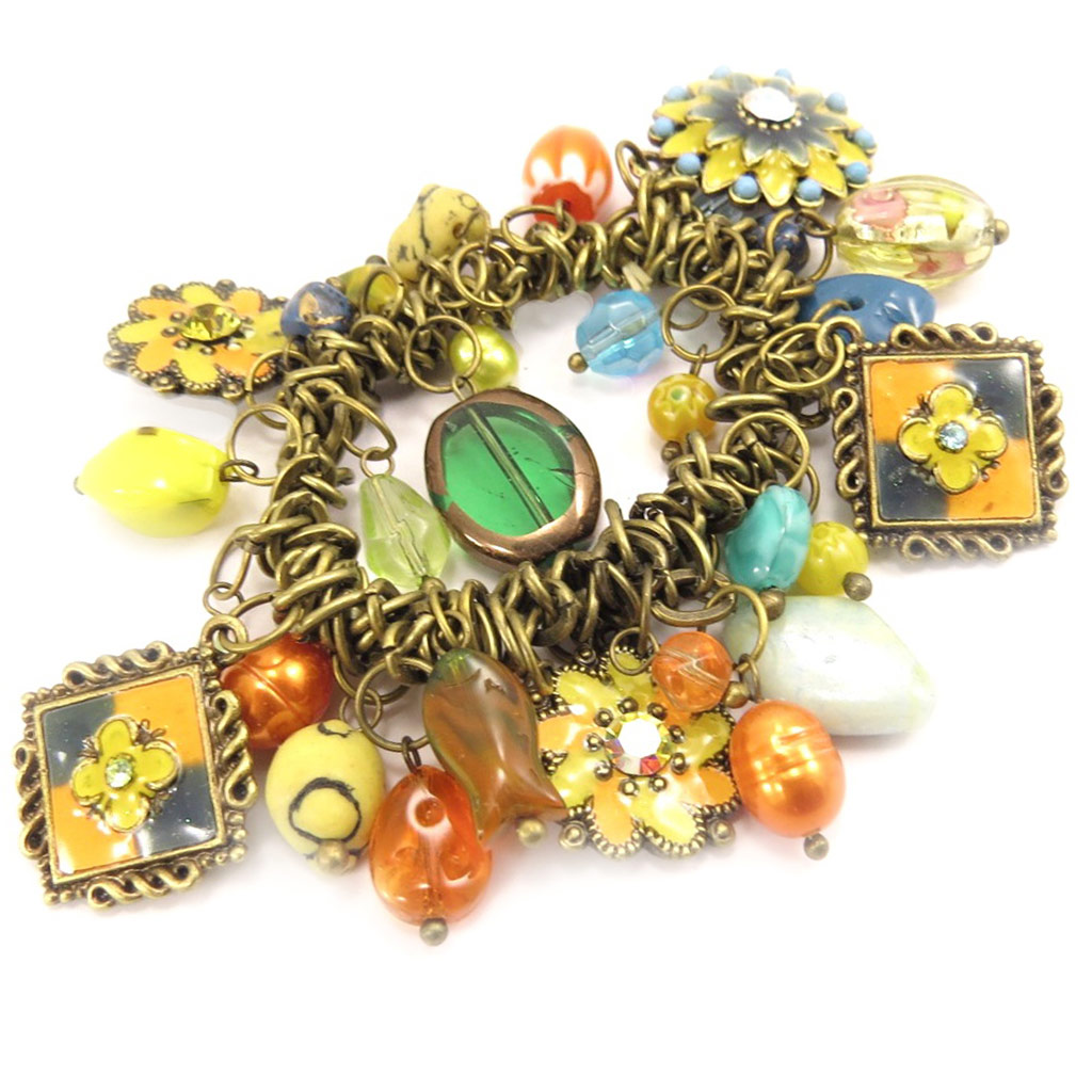 Bracelet Créateur \'Les Romantiques\' Orange Bleu - [C8437]