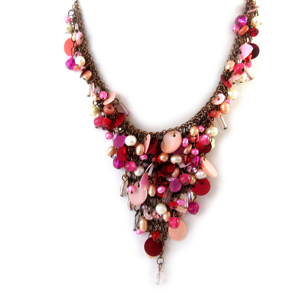 Collier Créateur \'Les Romantiques\' Rose - [C8479]