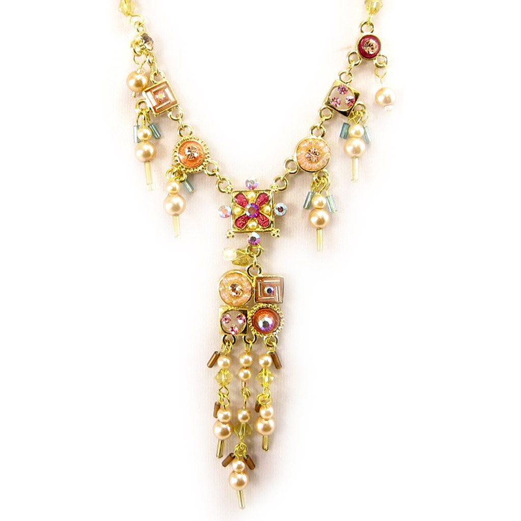 Collier Créateur \'Saint Petersbourg\' Rose / Doré  - [D3516]