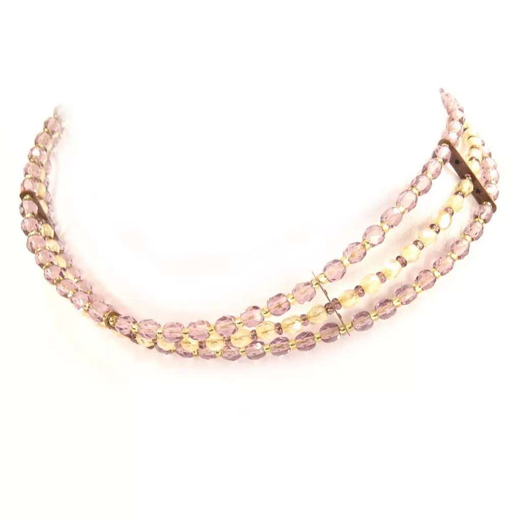 les trésors de lily Ras de cou Créateur 'Kianda Glam' Violet / Pèche [D5820]