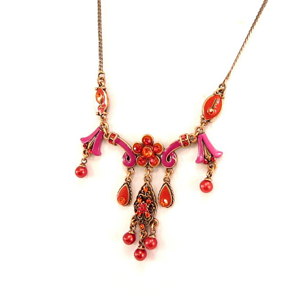Collier \'Mulan\' Rose Rouge  - [D6065]