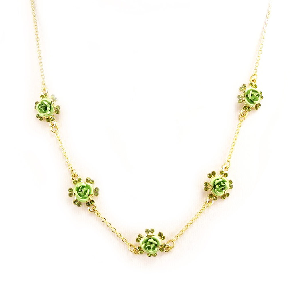 Collier Créateur \'Rosa Romantica\' Vert  - [D6288]