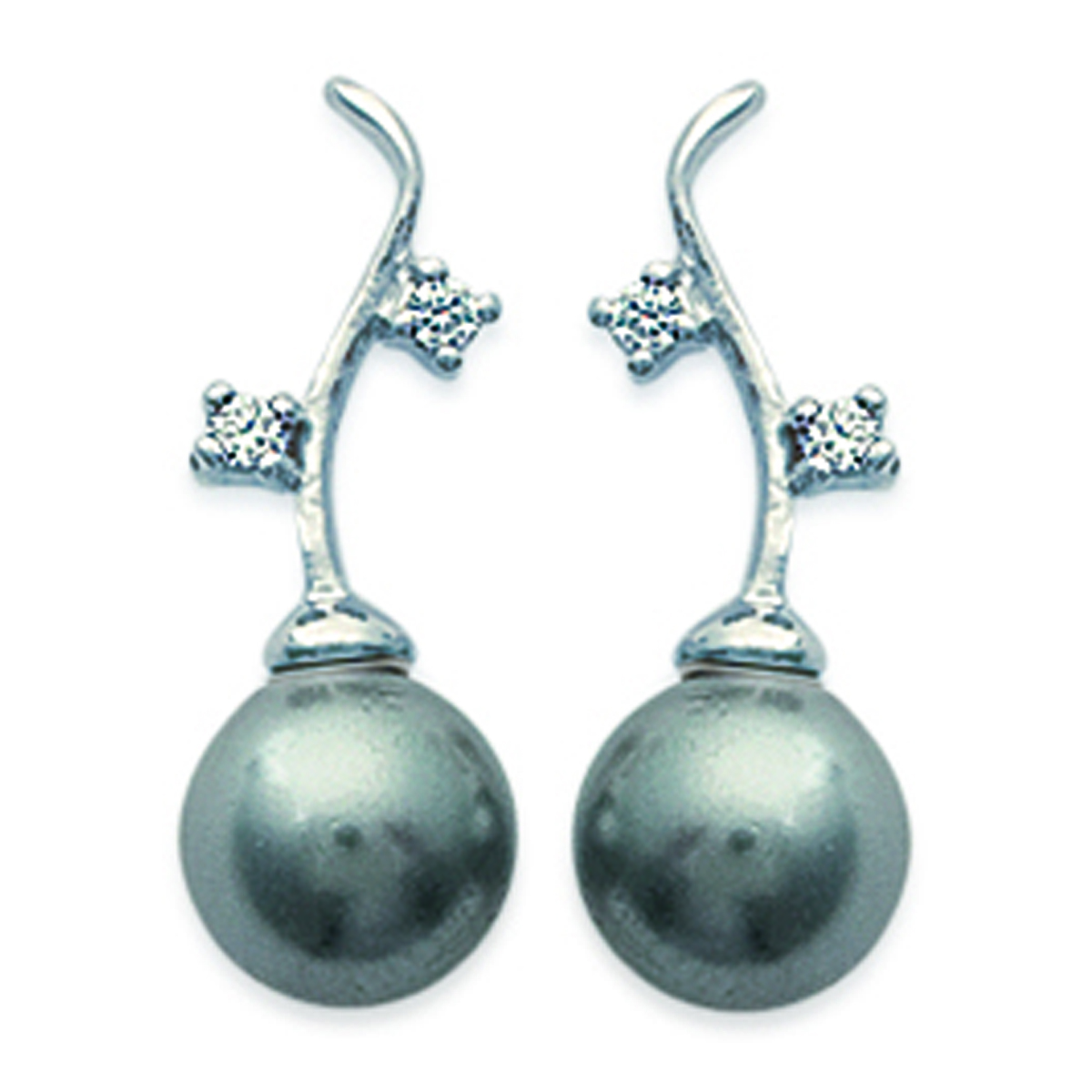 Boucles Argent \'Perles Mélodieuses\' Gris argenté (rhodié) - perle 7 mm - [D7281]