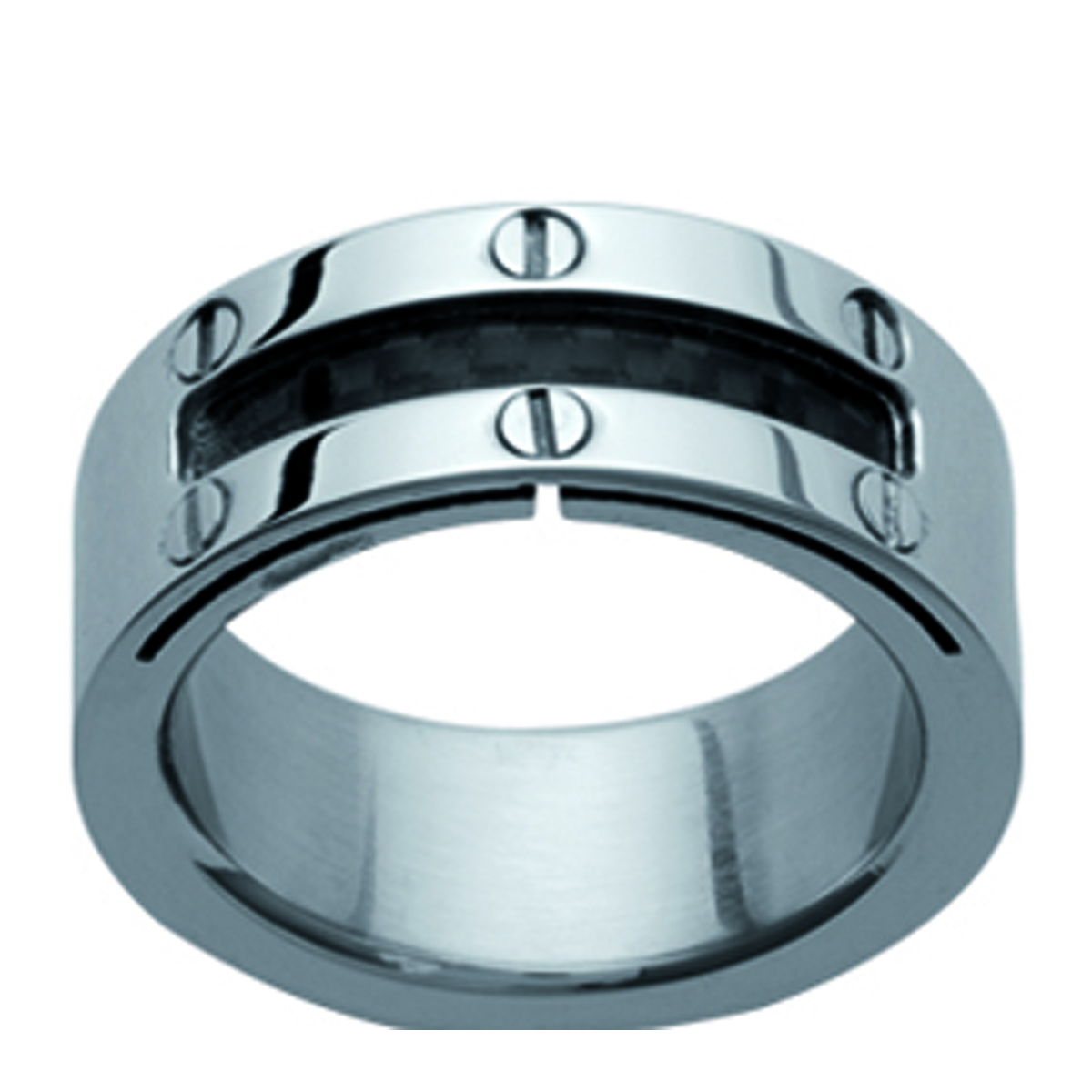 Bague Homme \'Peaceful\' noir argenté - 8 mm - [D7517]