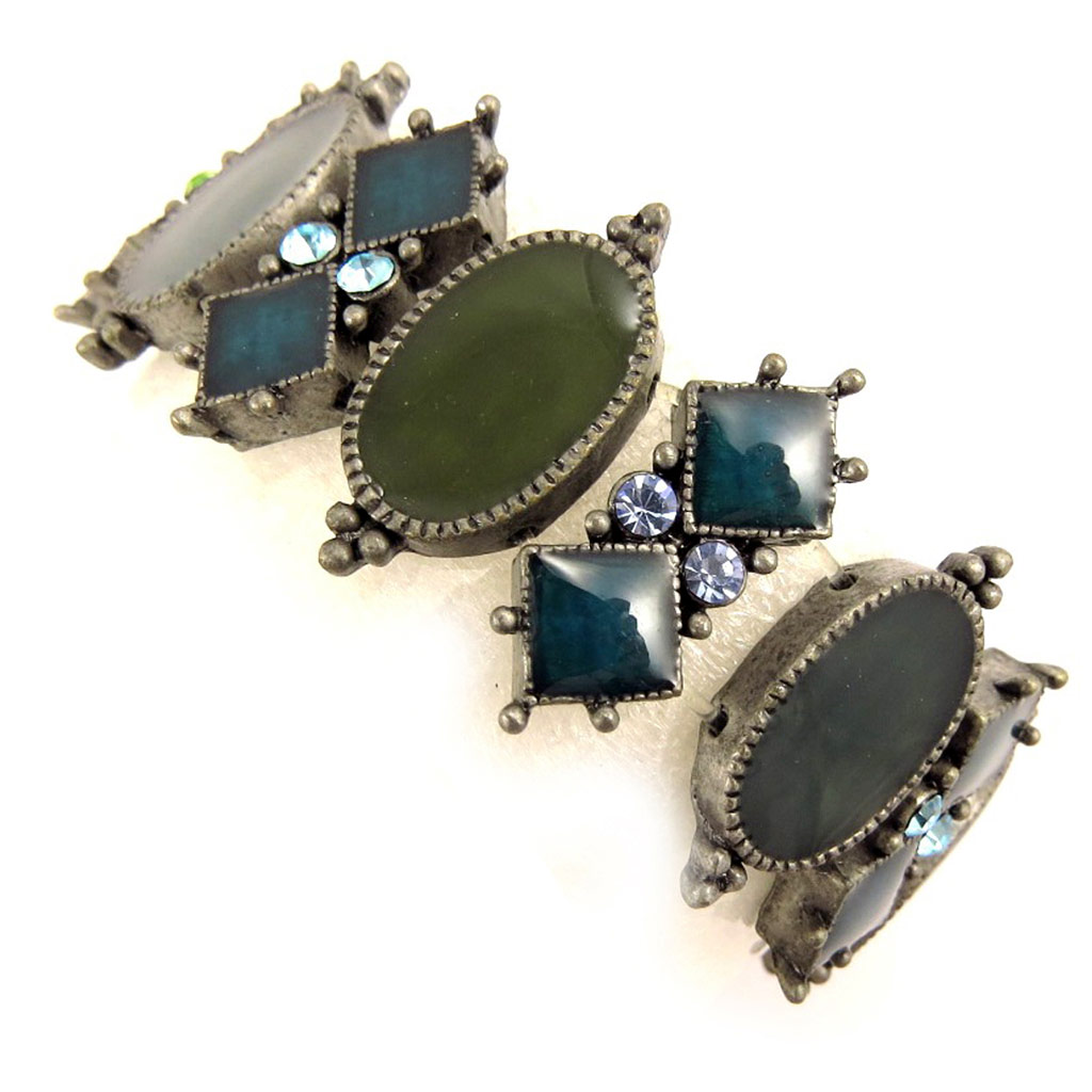 Bracelet Créateur \'Queen Kika\' Bleu Vert  - [D7763]