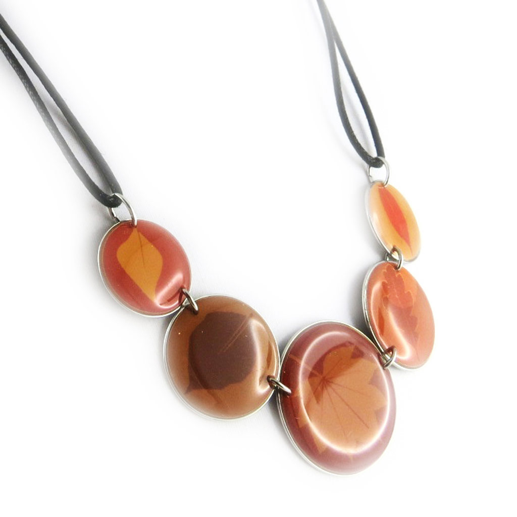 Collier Créateur \'Bambou\' Orange  - [D8212]