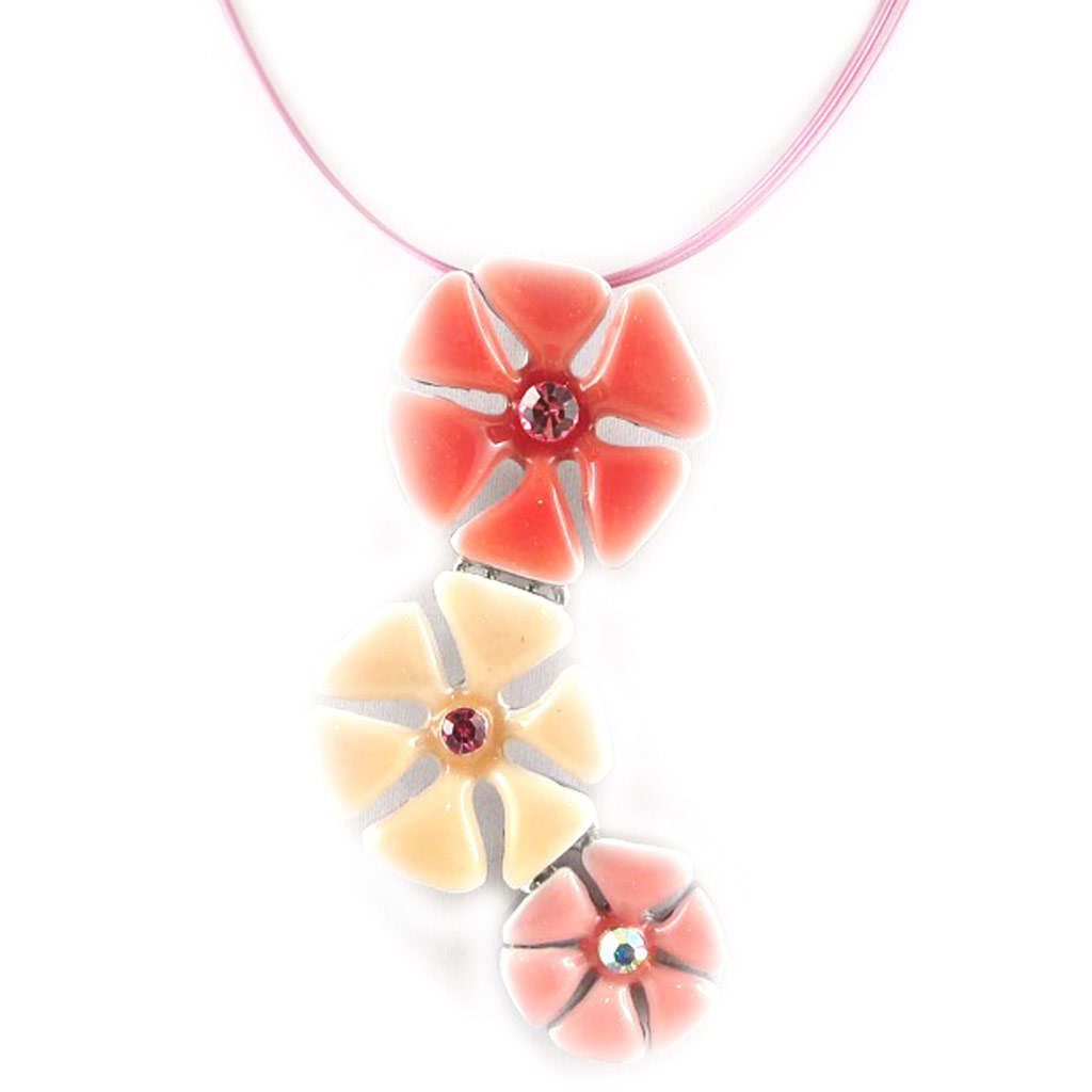 Collier Créateur \'Mimosas\' Rose  - [E0389]