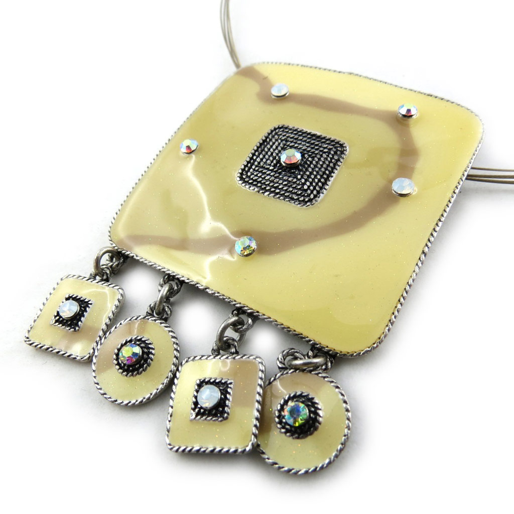 Collier Créateur \'Mimosas\' Beige  - [E0397]