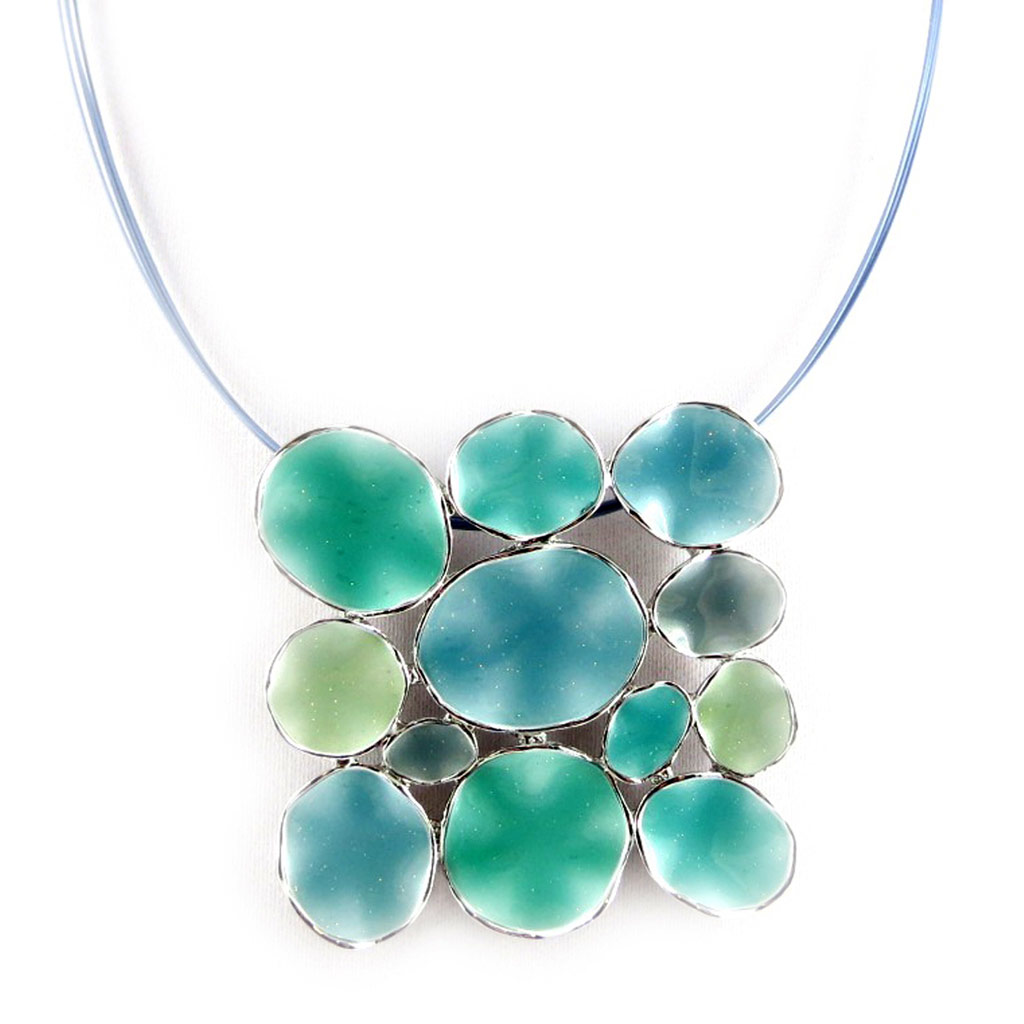 Collier Créateur \'Mimosas\' Bleu  - [E0401]