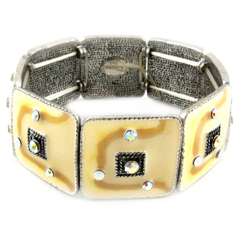 Bracelet Créateur \'Mimosas\' Beige  - [E0425]