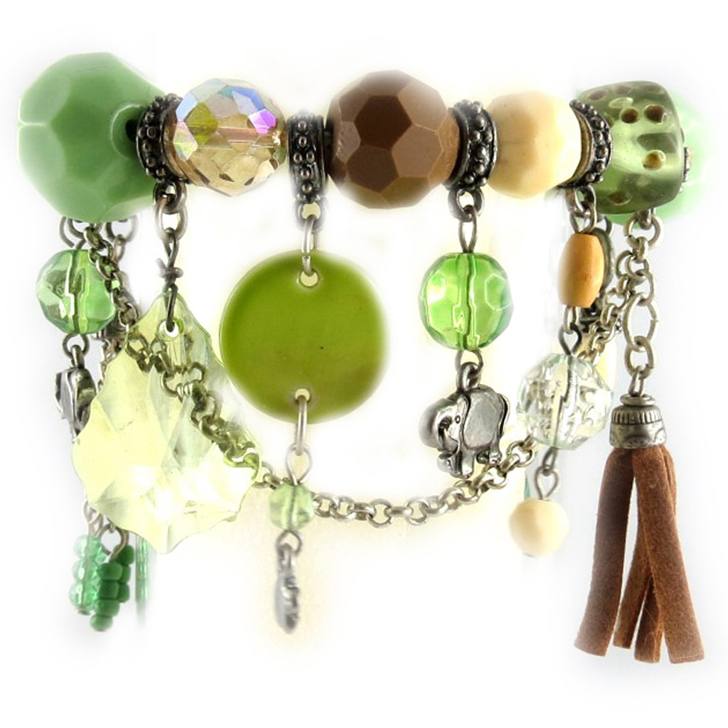 Bracelet Créateur \'Douchka\' Vert  - [E0446]