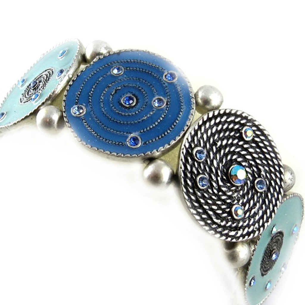 Bracelet Créateur \'Mimosas\' Bleu Ciel  - [E0455]