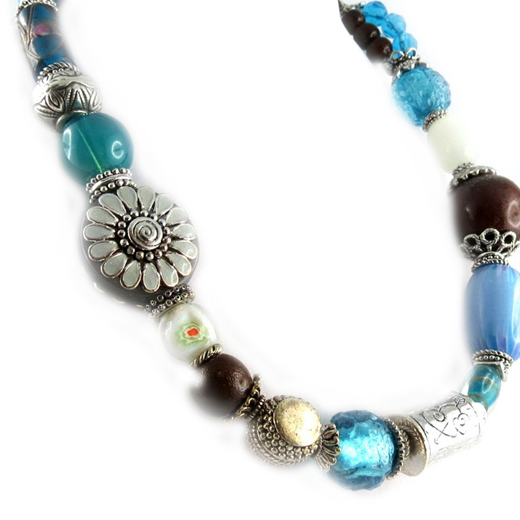 Collier Créateur \'Douchka\' Bleu  - [E0638]