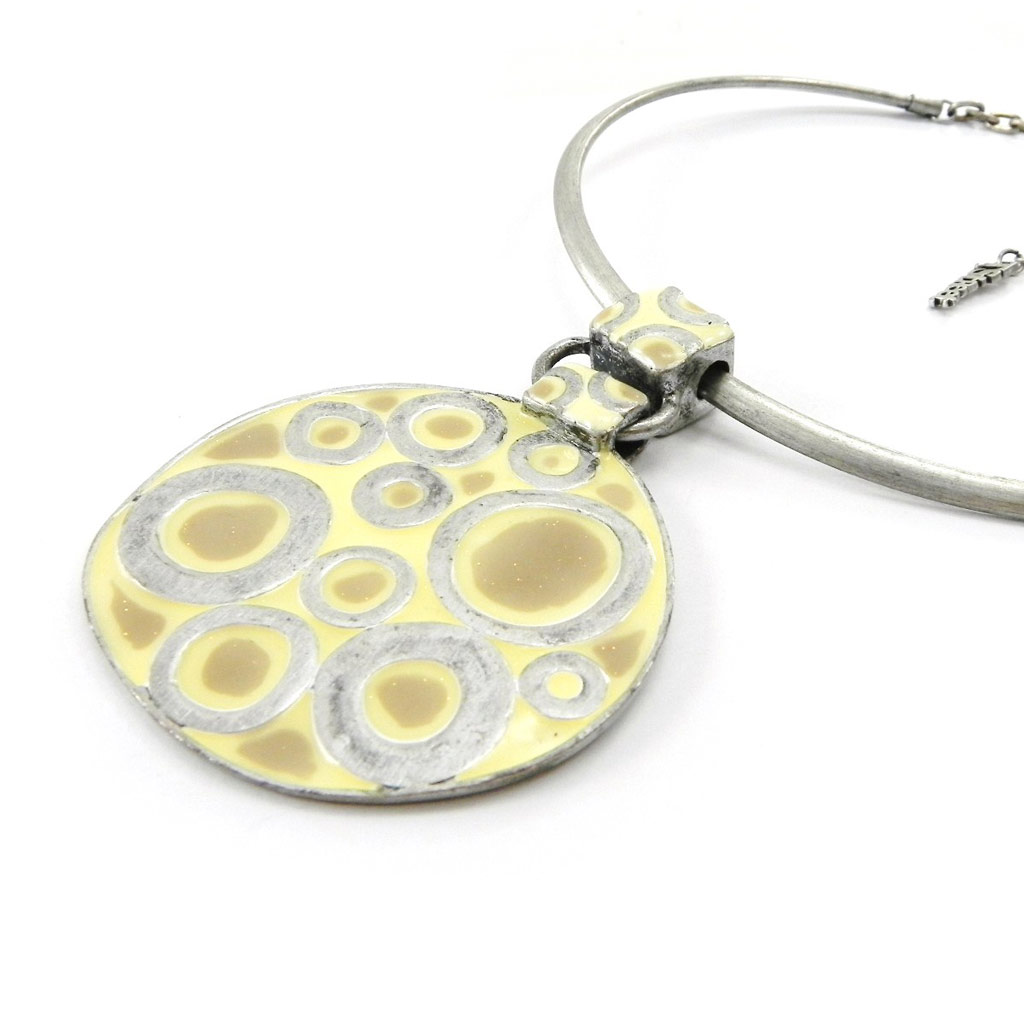 Collier Créateur \'Mimosas\' Beige  - [E0684]