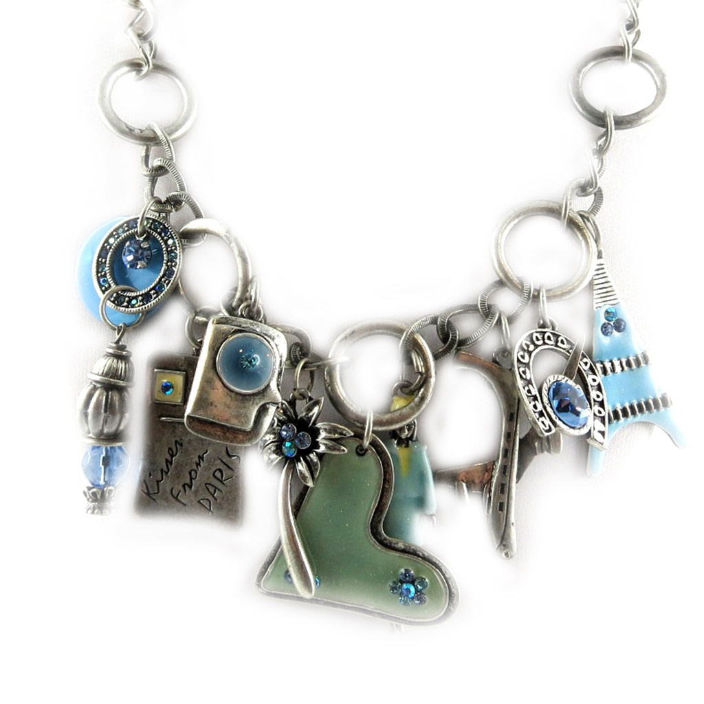 Collier Créateur \'Tour du Monde\' Bleu  - [E0694]