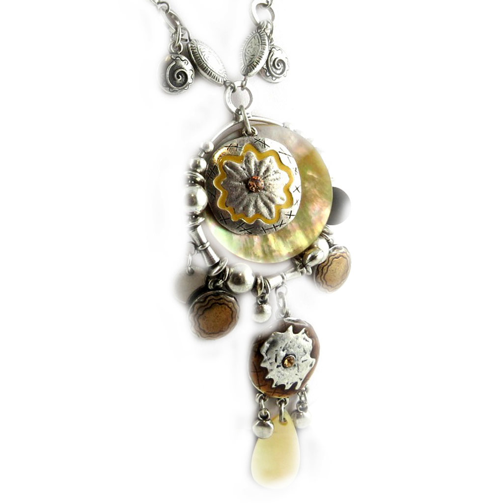 Collier Créateur \'Sofia\' Beige  - [E1379]