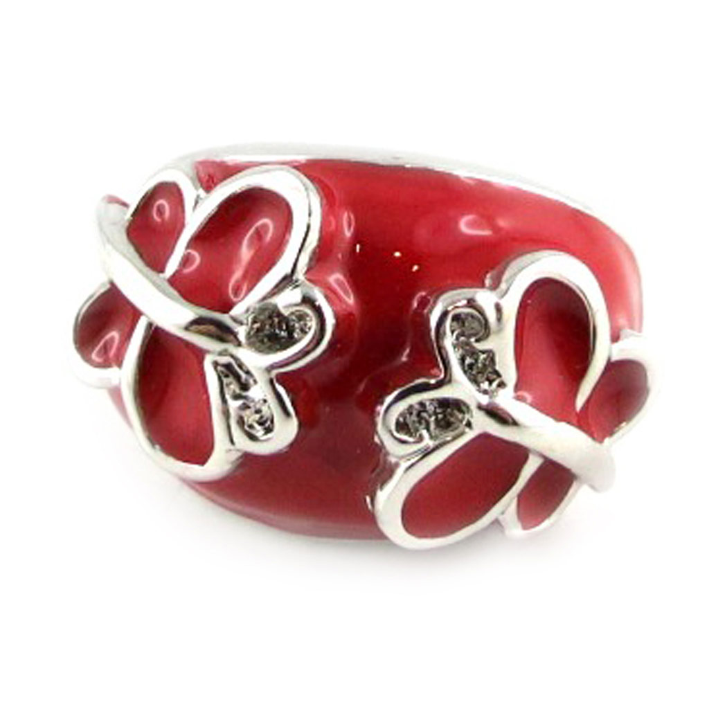 Bague Créateur \'Happy Days\' Rouge  - [E1446]